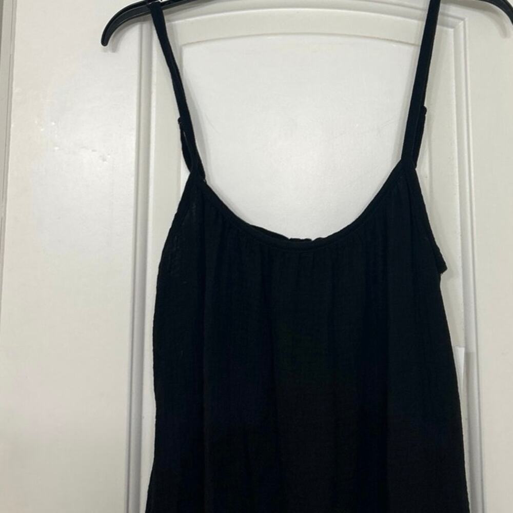 Sol Angeles Black Cotton Gauze Maxi Dress Open Back Beachy Minimalist Resort M/L - Picture 5 of 12